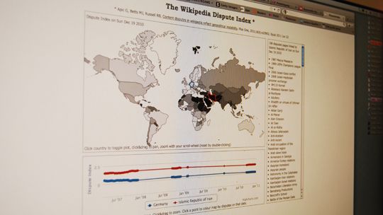 Die Internetseite zum Disputeindex der Heidelberger Forscher. Jeder kann sich hier den Index für beliebige Länder im Vergleich anzeigen lassen.